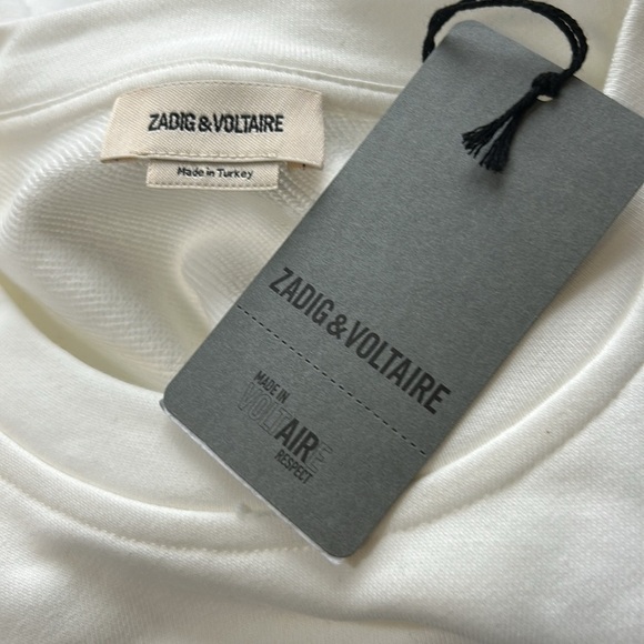 Zadig and Voltaire Bow Tshirt White short sleeve Terry Palmier print Top M NEW - Picture 10 of 13